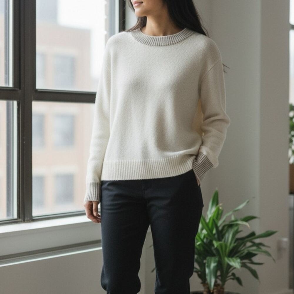 Summersalt Off White Wool Cashmere Pull Over Sweater XL